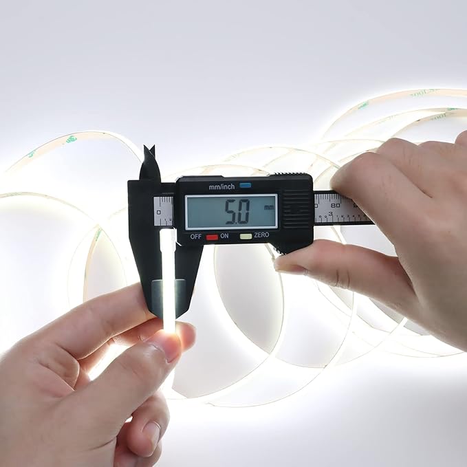 TOPAI 12V Thin 5mm COB LED Strip Light 6000K Cool White 16.4ft Bright 4000Lm CRI>90 Uniform Dotless 400LEDs/M Adhesive Flexible Cuttable LED Tape for DIY, Bedroom, Under Cabinet Lighting