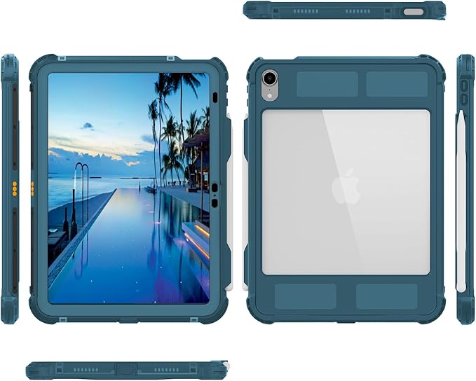 Table Waterproof Case Compatible with iPad (A16) 11th 2025/10th Gen 10.9 inch, Shockproof Drop Proof Full Body Cover Built-in Screen Protector, Pencil Holder, Stand, Shoulder Strap Teal