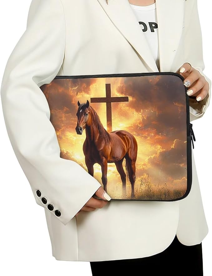 Cross Horse Laptop Sleeve for Women Men 10inch Laptop Accessories with Versatile Uses Lap Top Case Portable Computer Sleeve Laptop Pouch Brown