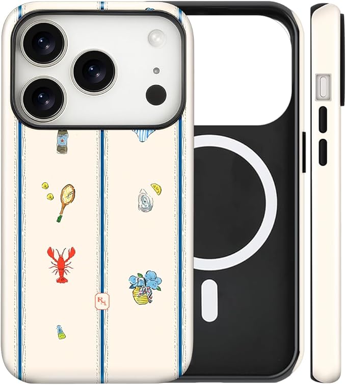 Magnetic for iPhone 17 Pro Max Case Cute Frog Stripes Phone Case, Summer Shockproof Slim TPU and Hard PC Protective Phone Cover Compatible with MagSafe Designed for Women Girls