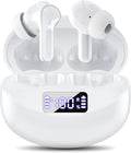 Wireless Earbuds, Bluetooth 5.4 HiFi Stereo Headphones with Noise Cancelling Mic, 50H Playback in Ear Buds with LED Digital Display, IPX7 Waterproof Earphones for Office/Running/Workout White