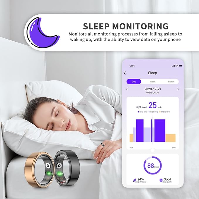 Smart Ring for Women Men,No Subscription Fee,Fitness Tracker Ring with Heart Rate, Sleep Monitoring, Blood Oxygen, Step Counting for iOS and Android, Waterproof(Black, 11)