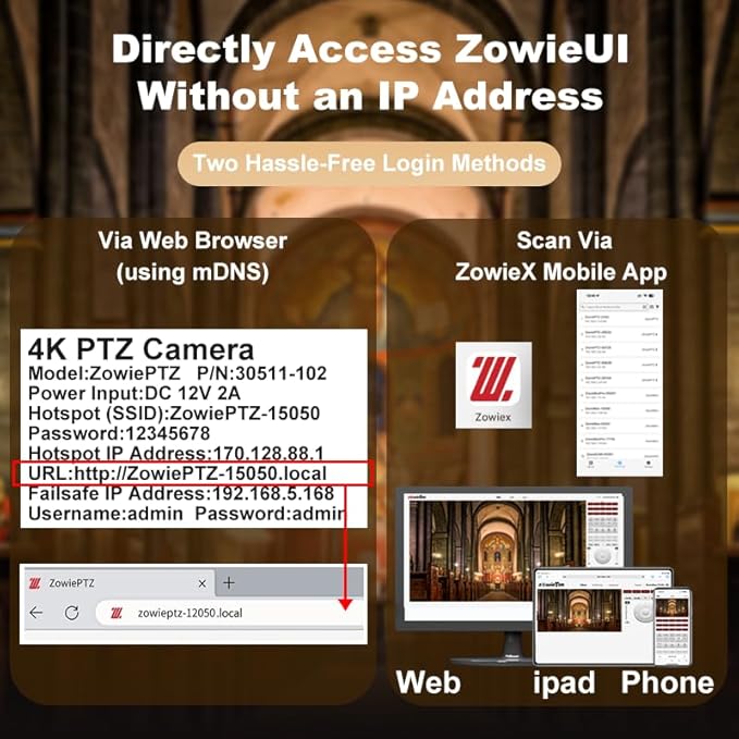 zowietek 4K PTZ Camera(Native NDI|HX3), ZowiePTZ, Ergo-Ease Remote Control, ZowieX APP Manager, 18X Optical+12X Digital Zoom, SDI/HDMI/USB, RTSP/RTMP(s)/SRT Stream, Meeting, Church, Event, Teaching