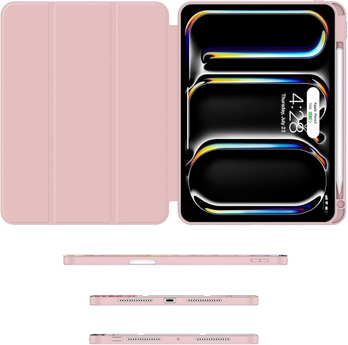 Soke Case for New iPad Pro 11 Inch (M5/M4) 5th Generation 2024-2025 with Pencil Holder - [Shockproof + Apple Pencil Charging + Auto Wake/Sleep], Soft TPU Back Cover for iPad Pro 11", Dreamy Marble