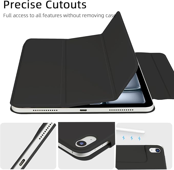 for iPad Air 13 inch M4/M3/M2 Case (2026/2025/2024,Model A3268/A3269/A3271), Auto Sleep/Wake and Magnetic Closure, Slim Trifold Stand Case, PU Leather Cover, Support Apple Pencil Pro, Black