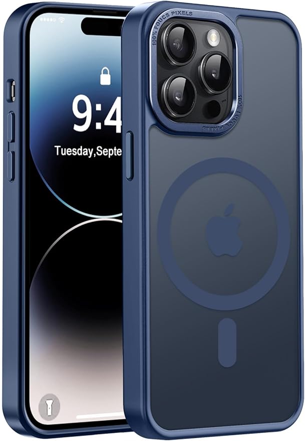 Newfuture Designed for iPhone 14 Pro Case with Magnetic [13 FT Military Drop Protection] [Compatible with Magsafe] Slim Translucent Matte Shockproof with Anti-Fingerprint Phone Case, Navy Blue