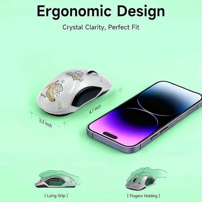 memzuoix 2.4G LED Wireless Mouse, Rechargeable Ergonomic Mouse with Detachable Cover, 1200 DPI Portable Optical Computer Mouse with USB Receiver for Laptop/PC/Desktop/MacBook, 5 Buttons-with Stickers