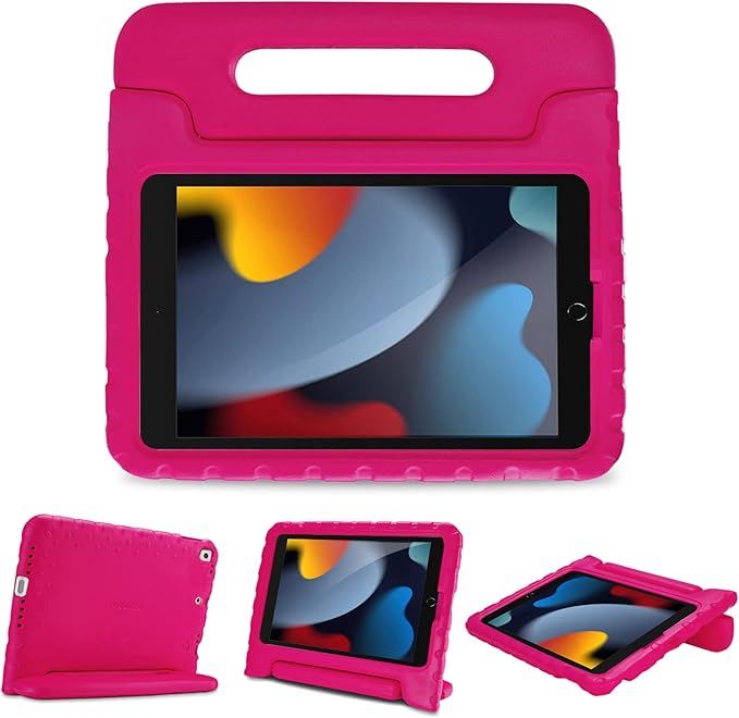 ProCase Kids Case for iPad 9th Generation/iPad 8/iPad 7, iPad 10.2 Case 2021 2020 2019/iPad Air 10.5/iPad Pro 10.5 Kids Case, Shockproof Lightweight Case with Convertible Handle -Magenta