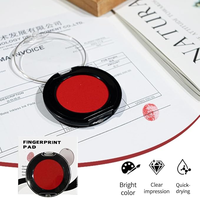 Fingerprint Ink Pad 3 Pcs, Quick-Drying & Portable, for Office Notary Supplies, Identification Security ID & Law Enforcement Fingerprint Cards Stamp Pad (Red