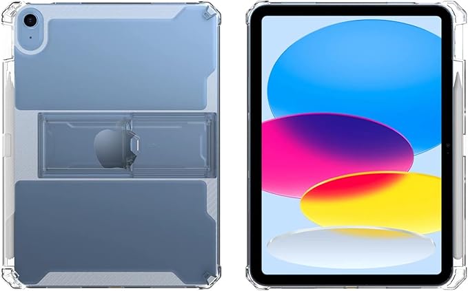 Clear Case for iPad Air 3 (3rd Gen) 10.5 inch (2019) & iPad Pro 10.5" 2017 Case with Pencil Holder & Kickstand Thin Lightweight Anti-Slip Soft TPU Back Transparent Shockproof Cover, Clear