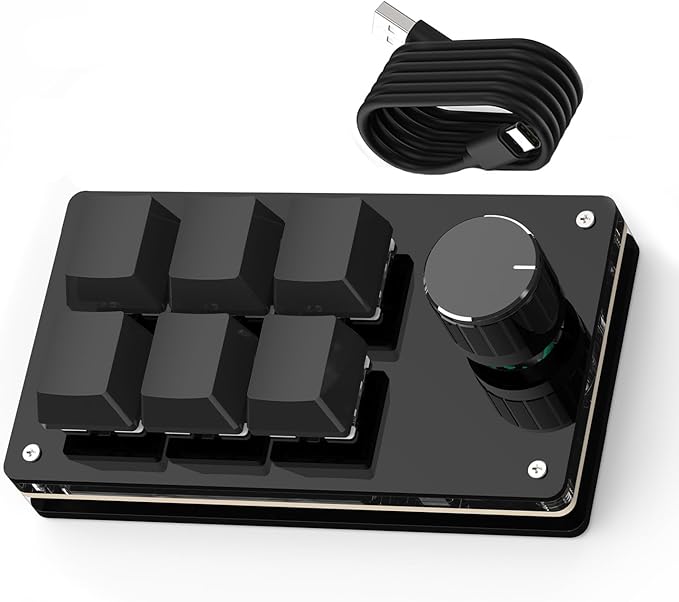 SIKAI CASE Programmable Macro Keyboard,6 Key Macro Mechanical Gaming Macro Keypad,Custom Knob KeyPad, Hot swappable Switch Gaming Keyboard,Wired programmable keypad with Drawing Programming Video