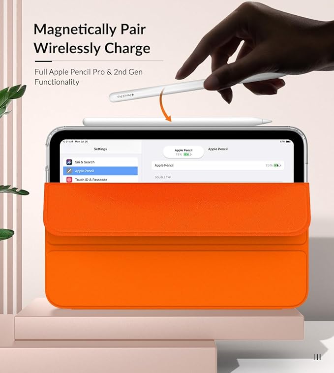MoKo Case Fit New iPad mini 7 (A17 Pro) 2024, iPad mini 6th Generation Case 2021 (8.3-inch), iPad mini 6 Case, Soft TPU Translucent Frosted Back Cover Case for iPad mini 7th, Orange