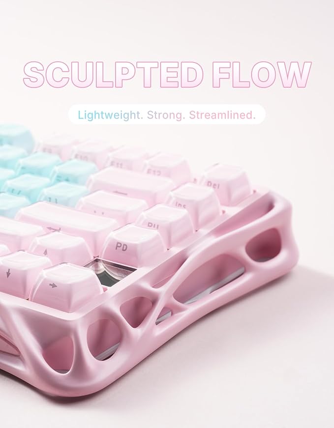 GravaStar Mercury K1 Lite 75% Gaming Keyboard, 2.4GHz/BT/Wired Tri-Mode Wireless Keyboard, Gasket Hot Swappable Mechanical Keyboard, Pre-lubed Linear Switches, Jelly Keycaps, RGB Backlit (Aurora Mist)