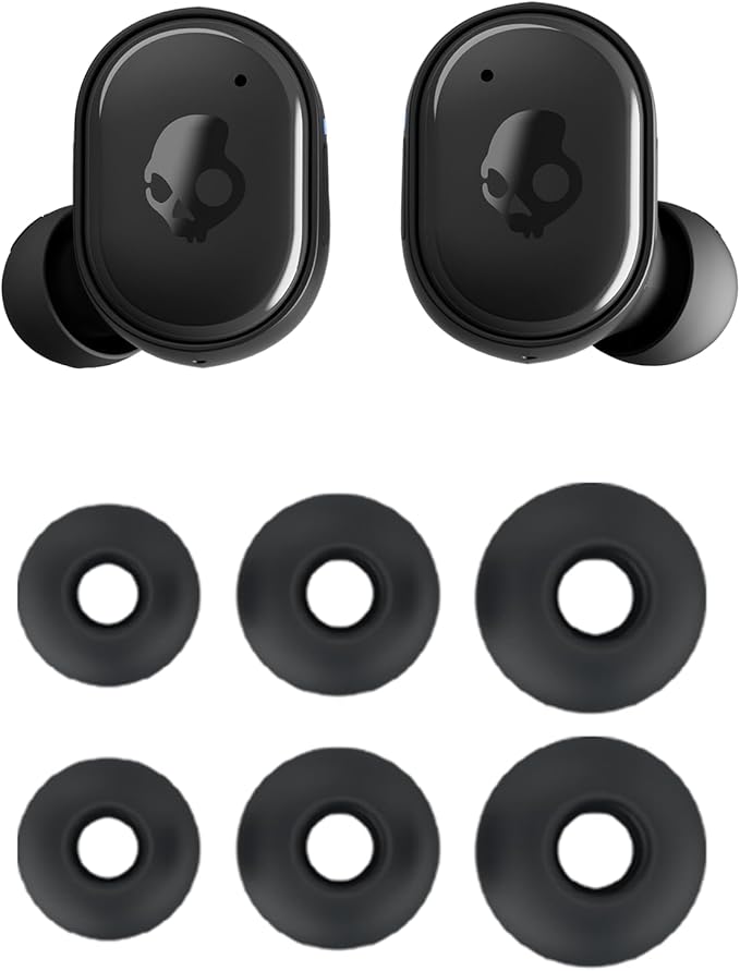 Skullcandy Grind Wireless Earbuds, Bluetooth Headphones, Up to 40 Hours Battery, Noise Isolating Fit, Microphone for iPhone Android, Customizable via Skull-iQ App - Light Grey/Blue