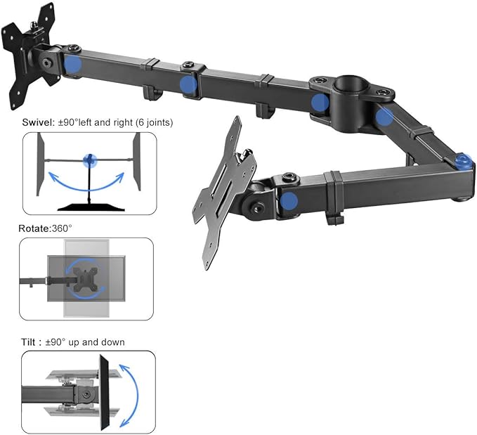 Suptek Dual Fully Adjustable Arm and Plate for Suptek Monitor Mount (MD6SB)