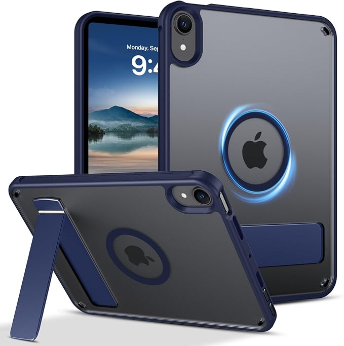 Telaso for iPad mini 7 A17 Pro 2024/iPad Mini 6 2021 Case, iPad mini 7th/6th Gen Magnetic Case with Invisible Portrait/Landscape Stand Translucent Matte Back Soft TPU Bumper Cover, Navy Blue