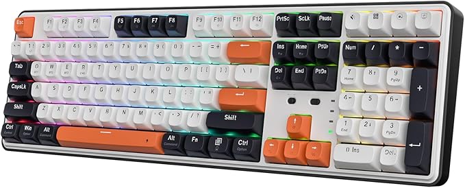 Redragon K689 PRO Wireless Gasket RGB Gaming Keyboard, 108 Keys Mechanical Keyboard w/Extra 4 Hotkeys, Upgraded Hot-swappable Socket, 3-Layer Noise Dampening, Round PBT Keycaps, Custom Linear Switch