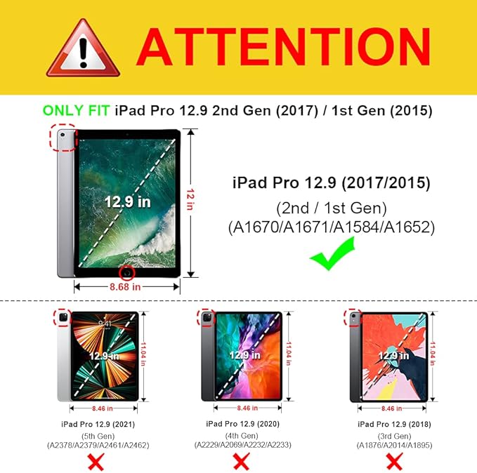 Fintie Multi-Angle Case, 2017/2015 iPad Pro 12.9 inch (Old Model) 1st & 2nd Gen Case - [Corner Protection] Folio Stand Cover with Pencil Holder & Pocket, Auto Wake/Sleep, Ocean Marble