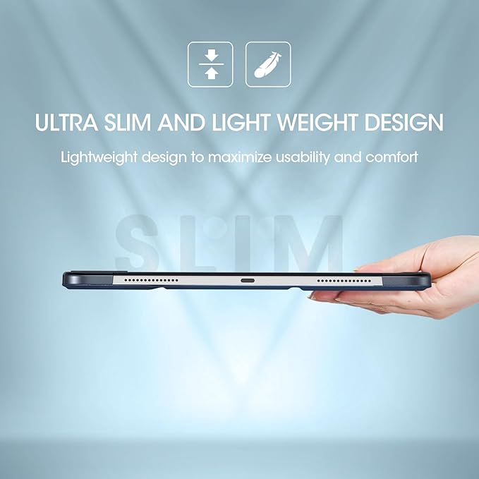 ProCase for iPad Pro 13 Inch Case M5 2025/ M4 2024, Smart Cover iPad Pro M5 M4 Case 13 Inch, Slim Stand Translucent Hard Shell Back, Supports Touch ID, Auto Wake/Sleep -Navy