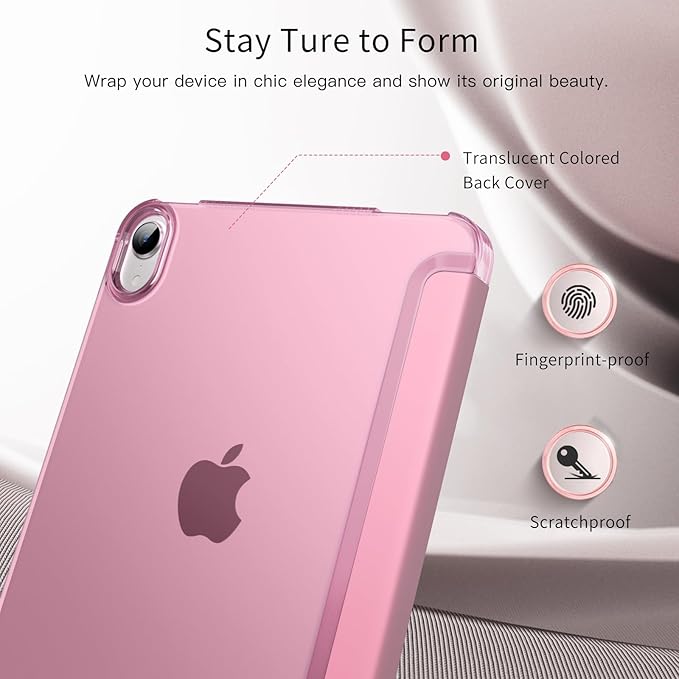 MoKo for iPad mini 7 (A17 Pro) Generation Case 2024, iPad mini 6 Case 2021, 8.3-inch Slim Lightweight Protective Hard Back PC Shell Stand Cover Support Touch ID, Auto Wake/Sleep, Nosegay Pink
