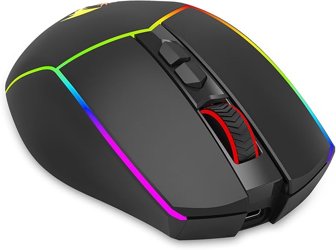 Redragon Axe M814 Programmable Wireless Gaming Mouse, with RGB Streaming Lights, 8 programmable Buttons, max 8000DPI,15G Acc,Multifunctional Software, Ergonomic Design