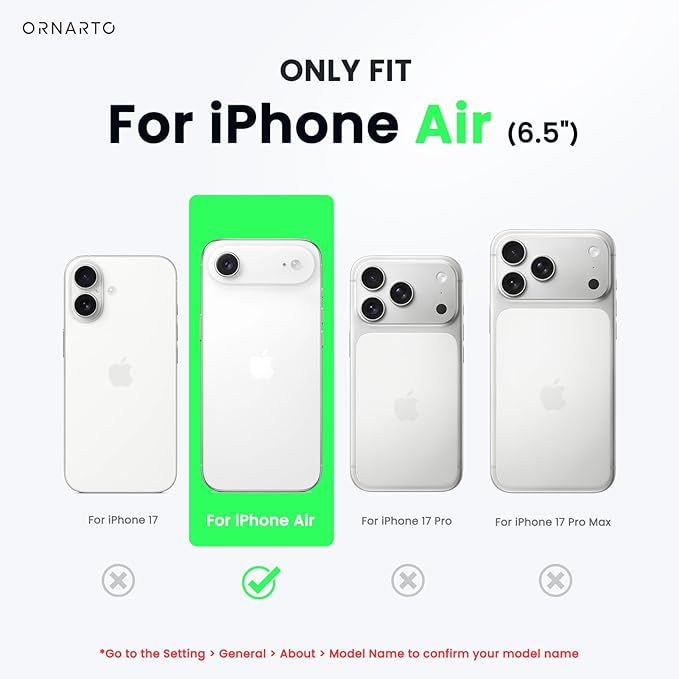 ORNARTO Air Case for iPhone Air Clear | Military-Grade Drop Protection | Camera Control Button | Compatible with MagSafe | Built-in Air Phone Cover - Pink