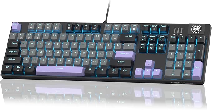 MageGee Mechanical Gaming Keyboard, Wired USB RGB Backlit Keyboard, 104-Key 100% Anti-Ghosting Mechanical Keyboard with Red Switches, Side-Printed Keycaps for Windows PC & Mac
