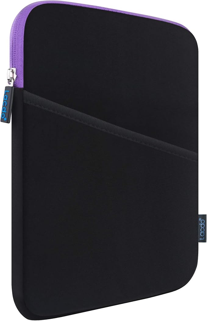 iPad mini 7 Sleeve, iPad mini Case Bag, Lacdo Shockproof Tablet Sleeve Case for iPad mini 7,6,5,4,3,2 / Samsung Galaxy Tab A7 Lite 8.7" / Tab A 8.0" Protective Sleeves Tablet Bag, Purple/Black