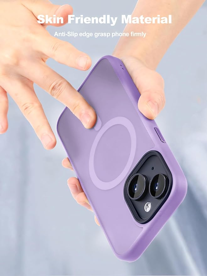 Tigowos for iPhone 15 Plus&iPhone 14 Plus Phone Case Fits MagSafe 10FT Drop Resistant Matte Skin Feeling Back Cover for iPhone 15 Plus&iPhone 14 Plus Case，Light Purple