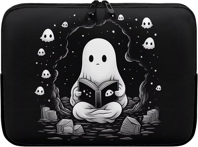 Cute Ghost Laptop Sleeve Case for Women Men 12 inch Laptop Protector with Multiple Uses Portable Computer Sleeve Kawaii Tablet Bag Laptop Carrying Case Gifts for Girls