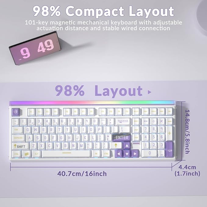 AULA Hero 99 Wired Gaming Keyboard, Hall Effect Keyboard with Rapid Trigger Mode, Hot Swappable Magnetic Switch Keyboard with Number Pad, Web Driver,RGB Backlit Mechanical Keyboard for Office PC Gamer