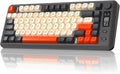 FREEWOLF M75 Wireless Gaming Keyboard Mechanical Feel Membrane with Knob & OLED Display Bluetooth/2.4Ghz Rainbow Backlit Gradient PBT Keycaps 2000mAH Battery Anti-Ghosting-Dark Grey