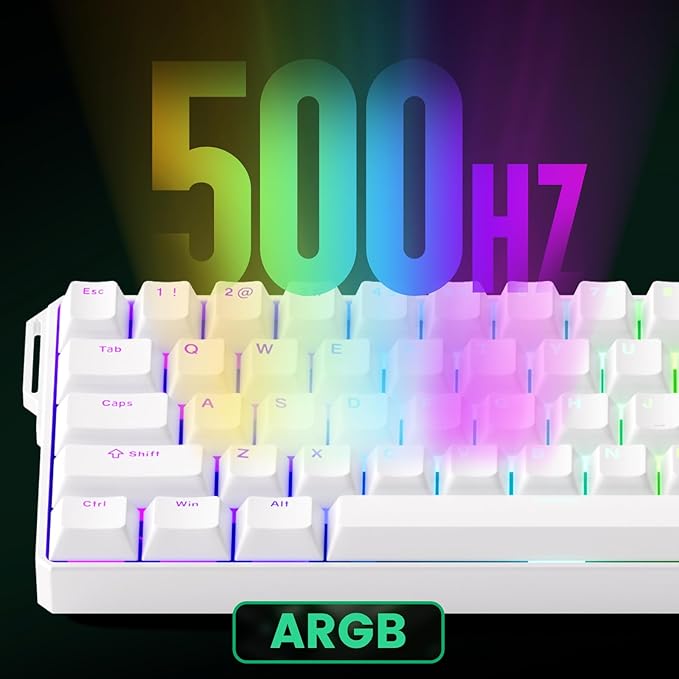 MONSGEEK FUN60 Ultra Rapid Trigger Gaming Keyboard 8k Magnetic Switch TMR Aluminum Wired Keyboard 60% White Shine-Through MagMech, Glare Magnetic Switch