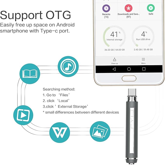 64GB USB C Flash Drive Pen, Portable USB Memory Stick with Pen Design, Type C + Dual USB3.0 High Speed Flash Drive with Smooth Writing, Compatible with Smartphone Tablet Computer iPhone 15 16