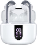 TAGRY Bluetooth Headphones True Wireless Earbuds 60H Playback LED Power Display Earphones with Wireless Charging Case IPX5 Waterproof in-Ear Ear buds with Mic for TV Smart Phone Laptop Computer Sports