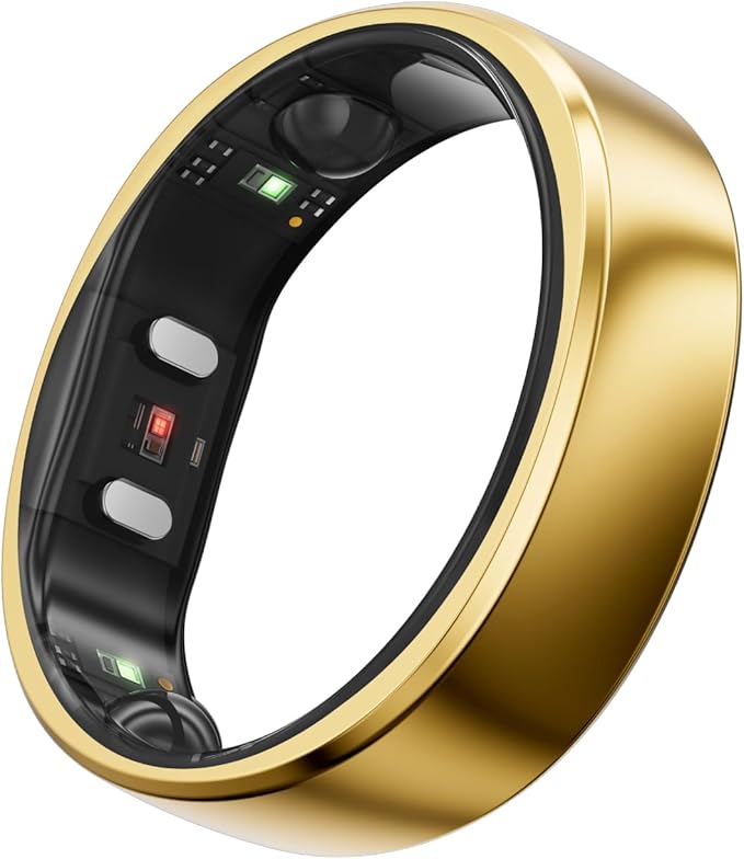 RingConn Gen 2, World’s First Smart Ring with Sleep Apnea Monitoring, No APP Subscription, 12-Day Battery Life, Stress/Heart Rate/Women's Health Tracker, Android & iOS Compatible (Gold, Size 12)