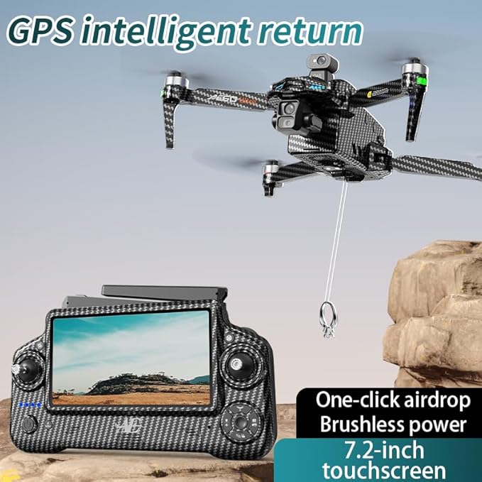 AE60 Drone with Camera 4K for Adults & Beginners, GPS Drone with 3-Axis Gimbal, 1.3lb Payload Release and Drop, 1968FT Long Range, 45 Min Flight Time, 360° Obstacle Avoidance, Night Vision FPV Drone with 7.2" Screen Controller, Foldable (2 Batteries)