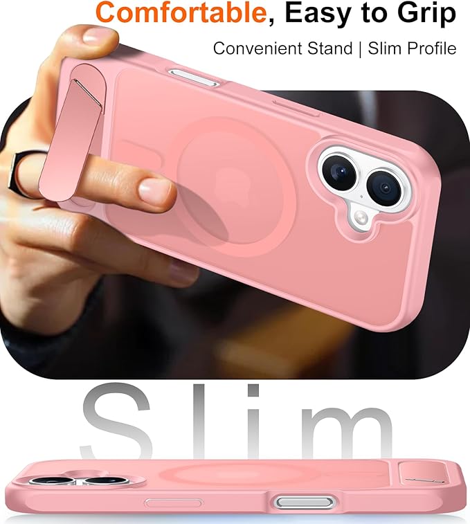 Magnetic Compatible with iPhone 16 Plus Case, [Built-in Invisible Kickstand][Compatible with MagSafe][Military Grade Shockproof] Slim Translucent Matte Phone Case for iPhone 16 Plus 6.7"