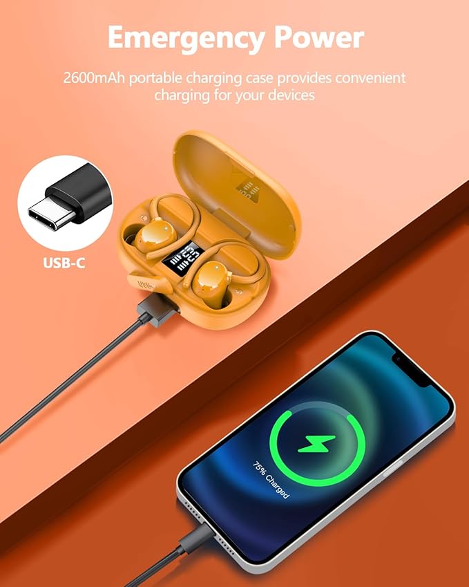 Ear buds Wireless Bluetooth Earbuds Sport 2026 NEW Bluetooth 5.3 Headphones with LED Display 128H Playtime Powerful Bass Over Ear Earphones with Earhooks IP7 Waterproof for Gym/Running/Workout