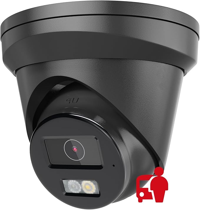 Anpviz 5MP PoE IP Camera Outdoor, Metal Turret Wired Security Camera with Audio, Human Vehicle Detection, Color Night Vision, 3072x1728@20fps, 114° FOV, WDR, IP67 Waterproof, Black, IPC-D3053BD-S-N