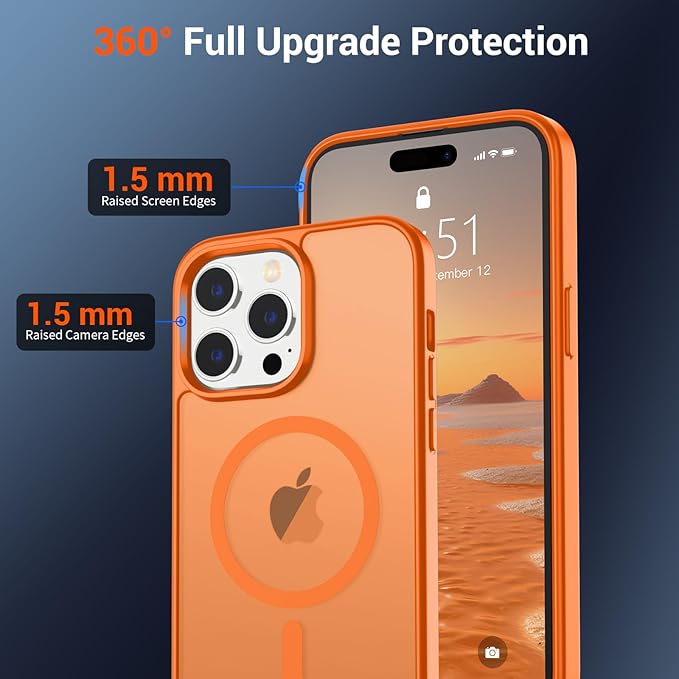 SUPFINE Magnetic for iPhone 14 Pro Max Case (Compatible with MagSafe) (Military Grade Drop Protection) Translucent Matte Shockproof Phone Cover,Starry Orange