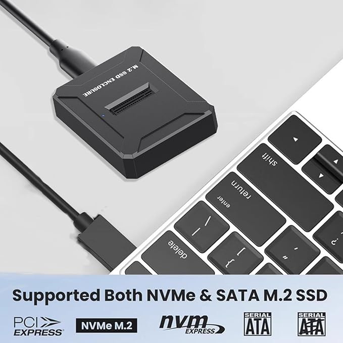 M.2 NVMe SSD Reader External, 10Gbps M2 to USB Adapter for Both M 2 (M Key, B+M Key) NVMe and SATA NGFF SSD Dock, Size for 22110 2280 2260 2242 2230 Drive Docking