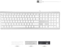 Macally Ultra Slim USB Wired Computer Keyboard - Compatible Apple Keyboard or Windows - Full Size with 20 Mac Keyboard Keys -with Numeric Keypad - Silver Aluminum Finish