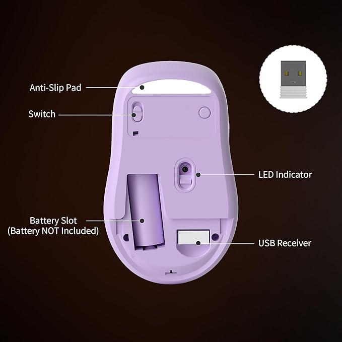Camiysn MageGee V100 Wireless Mouse, Ultra-Light 2.4G USB Mouse with Adjustable DPI, Premium Rubber Scroll Wheel & Advanced Optical Sensor, Auto Sleep Mode for Energy Saving