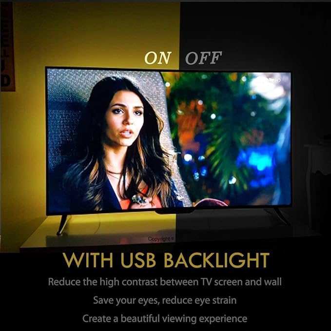 USB Powered LED Strip Lights TV Backlights Kit for 50 to 55 Inch TV - Sony LG Samsung Monitor Smart TV Wall Mount Stand Work Space Color Changing LED Background Ambient Lighting