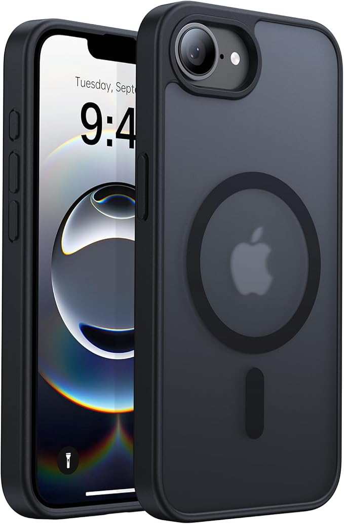 Eastinbox Magnetic Shockproof for iPhone 17e & iPhone 16e Case [Compatible with MagSafe] [Military-Grade Protection] Anti-Yellowing, Matte Protective Phone Case for iPhone 17 e/16 e 6.1", Black