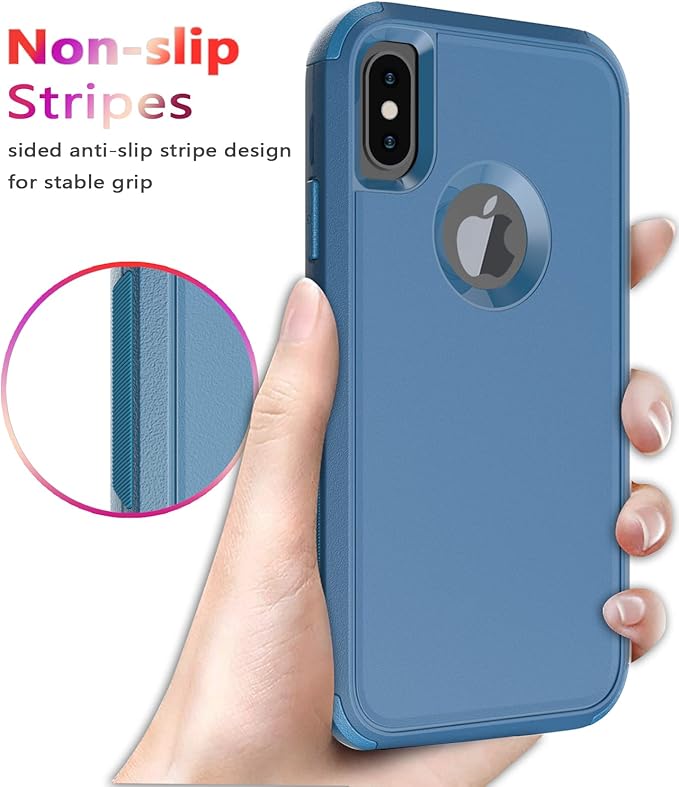 Diverbox for iPhone X Case/iPhone Xs Case [Shockproof] [Dropproof] [Tempered Glass Screen Protector ] Heavy Duty Protection Phone Case Cover for Apple iPhone X/XS (Blue)