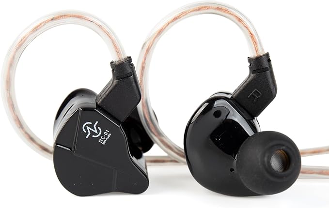 CCZ NC01 Gospel Gaming Earbuds, Stereo Sound in Ear Monitor Headphones Wired, Customized Dual Magnetic DD IEMS Earphone with Detachable Tangle-Free Cable PC Cavity for Computer(without mic,Dark Black)