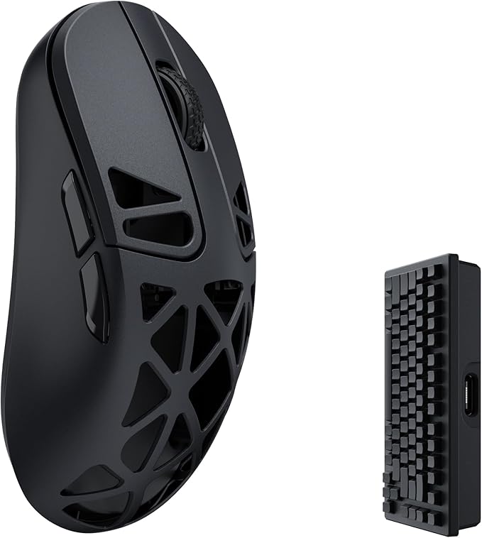 Keychron M3 Mini 4K Wireless Bluetooth 5.1/2.4 GHz/Wired Optical Mouse, Ultra-Lightweight 65g Programmable PixArt 3395 Sensor with up to 26,000 DPI/ 650 IPS for Windows Mac Linux - Metallic Black