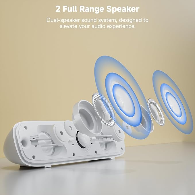 SOULION Computer Speakers for Desktop, USB Powered Bluetooth PC Speaker with Led Light, 3.5mm Aux Soundbar with Rotary Volume Control Button for Laptop Monitor White